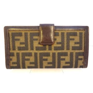 Fendi Brown Canvas and Leather Zucca Continental long bi-fold wallet‎